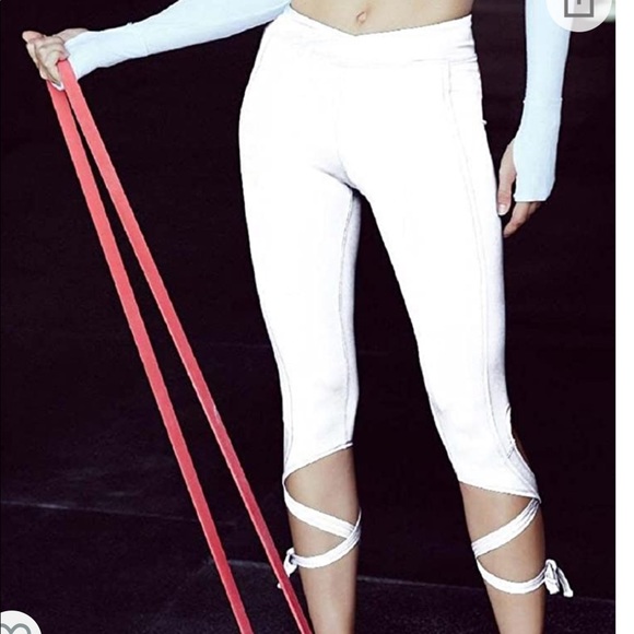 Lace up white ballet style leggings **NWOT** - Picture 2 of 8